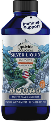 Optivida Health Colloidal Silver Liquid 16oz bottle front view