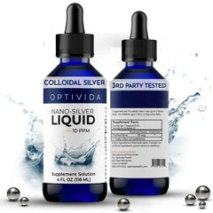 Front view of Optivida Health Colloidal Silver Liquid 4 oz bottle