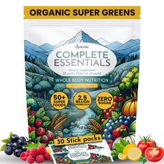 Front view of OPTIVIDA Fruits & Veggie Mix Super Greens Powder Packets