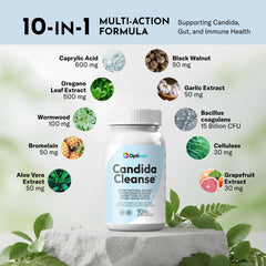 Optiwav Candida Cleanse herbal synergy nurtures gut flora balance and resilience