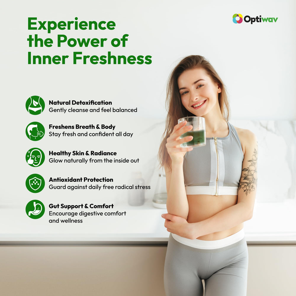 Close-up of ingredients label: sodium copper chlorophyllin and inulin fiber