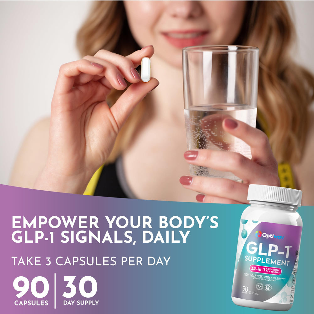 Optiwav GLP-1 vegan gluten-free label on packaging highlights allergen-conscious formula.