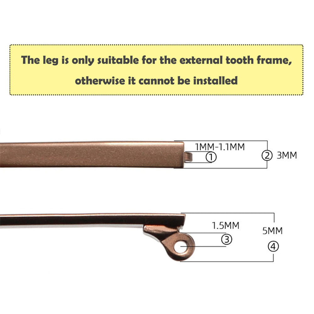 Kit contents: temples, screws, and 3-in-1 screwdriver