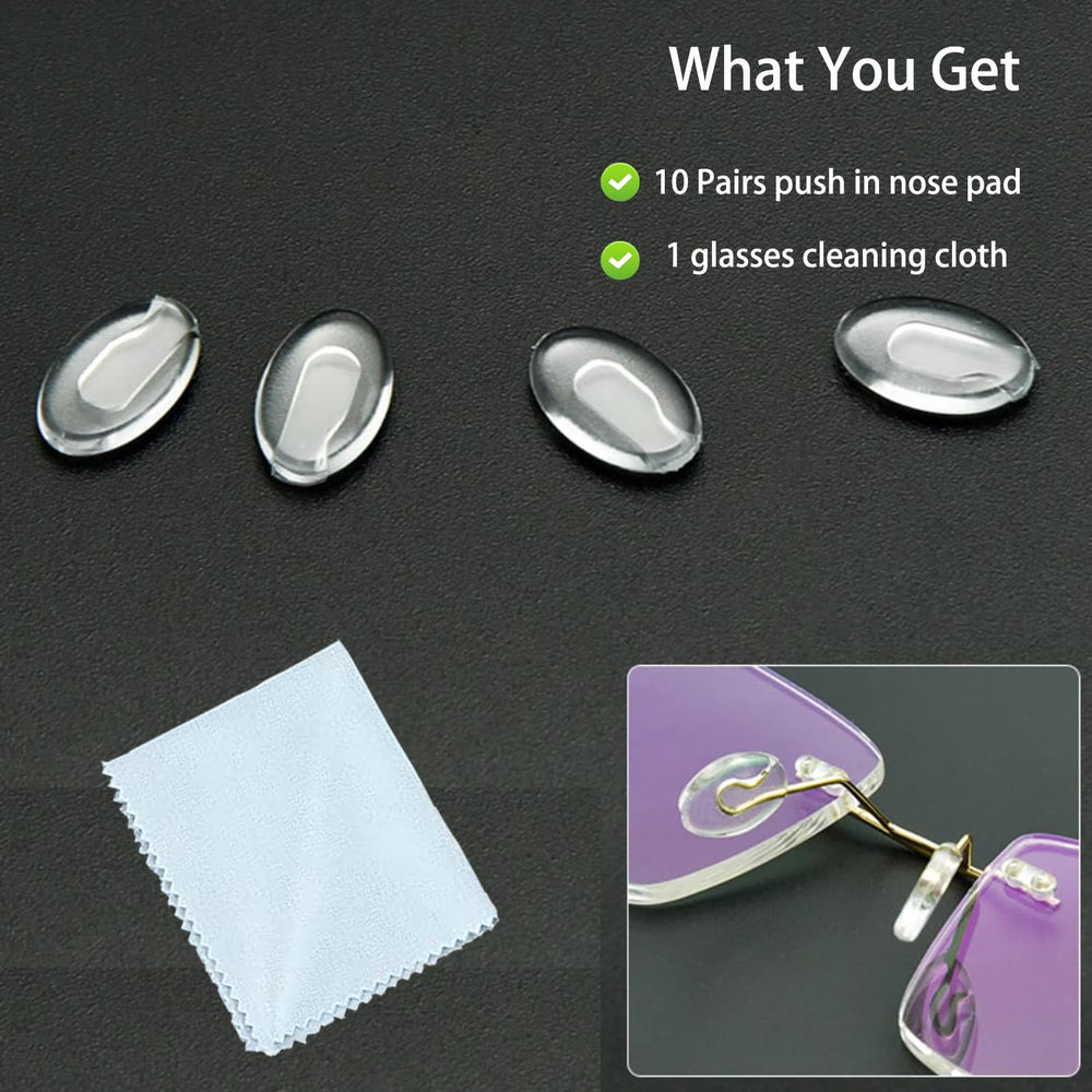 Nose pad dimensions 10.7 mm x 7 mm x 2.3 mm with 2.5 x 1 mm hole
