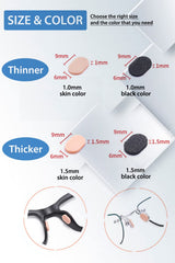 Oval nose pads showing 1.5mm thickness option