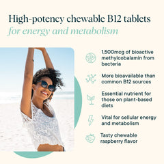 Nutrition facts and natural sweeteners listed on Ora Organic B12 label