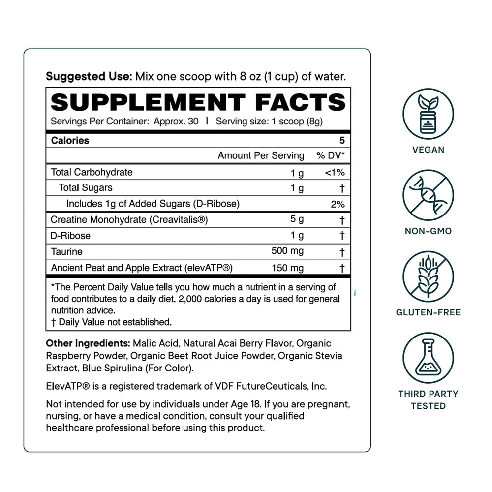Acai Berry flavor with monkfruit and stevia icons