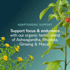 Ora Organic bottle with prepared glass illustrates easy mixing and on-the-go use