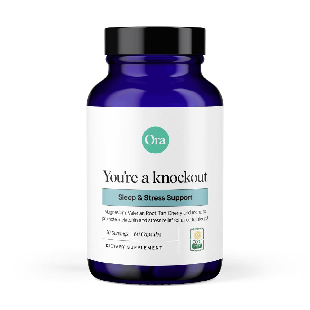 Ora Organic Sleep Aid packaging showing 60 vegan capsules