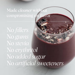 Smoothie prepared with Ora Organic chocolate protein powder