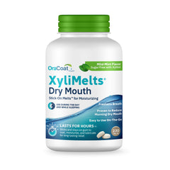 Oracoat XyliMelts discs adhering to gums for dry mouth relief