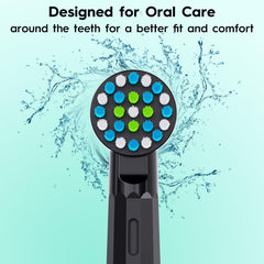 Close-up of brush head showing soft Dupont bristles