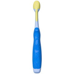 Cushioned brush head protects tender gums