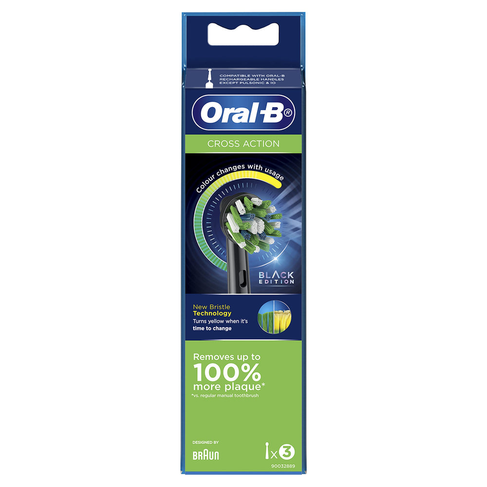 Close up of Oral-B Cross Action Black replacement brush head