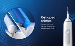 Cross Action design for deep cleaning between teeth