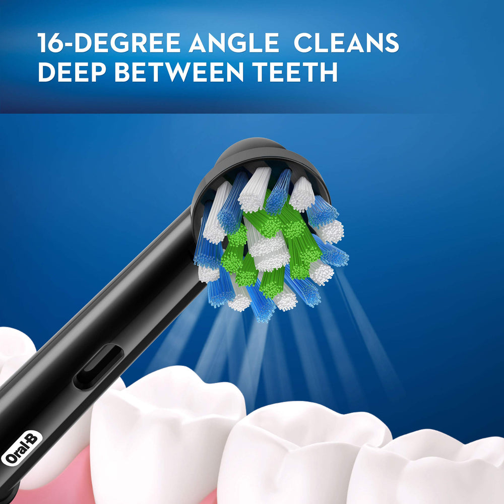 Close-up of angled bristles on Oral-B CrossAction replacement head
