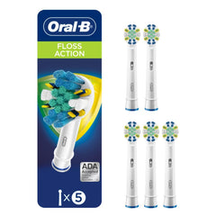 Oral-B FlossAction replacement brush heads box front (5 pack)