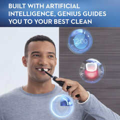 Close-up of replacement brush head for Oral-B GENIUS X 10000 black