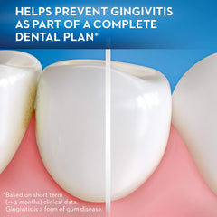 Floss removing plaque between teeth and near gums