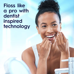 Glide PRO floss sliding easily in tight spaces between teeth