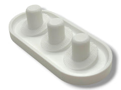 Holder showing 2-6 head capacity (3-head variant) in white