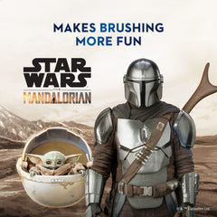Close-up of handle stabilizer on Oral-B Mandalorian toothbrush