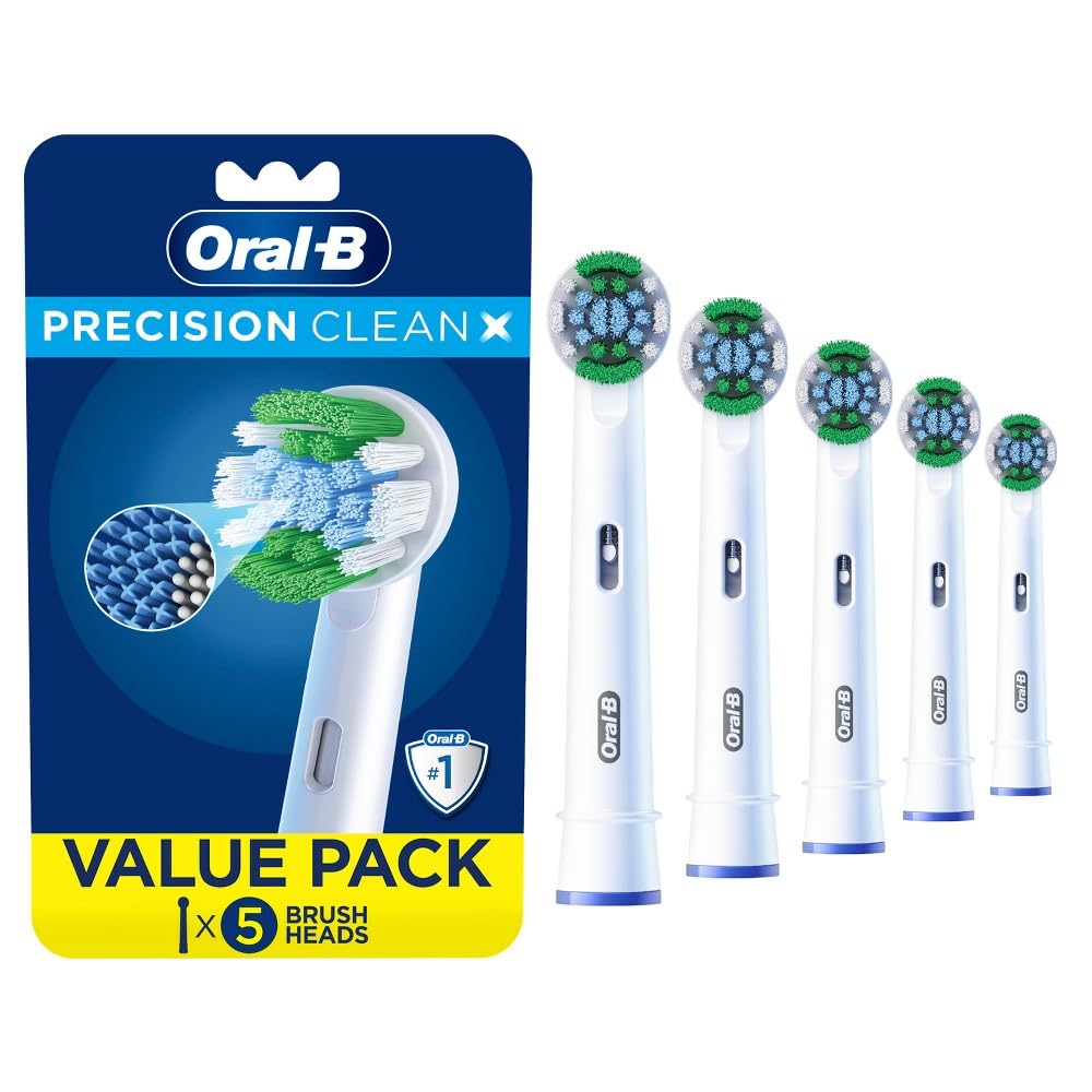 Five Oral-B PrecisionCleanX X-Filament replacement brush heads