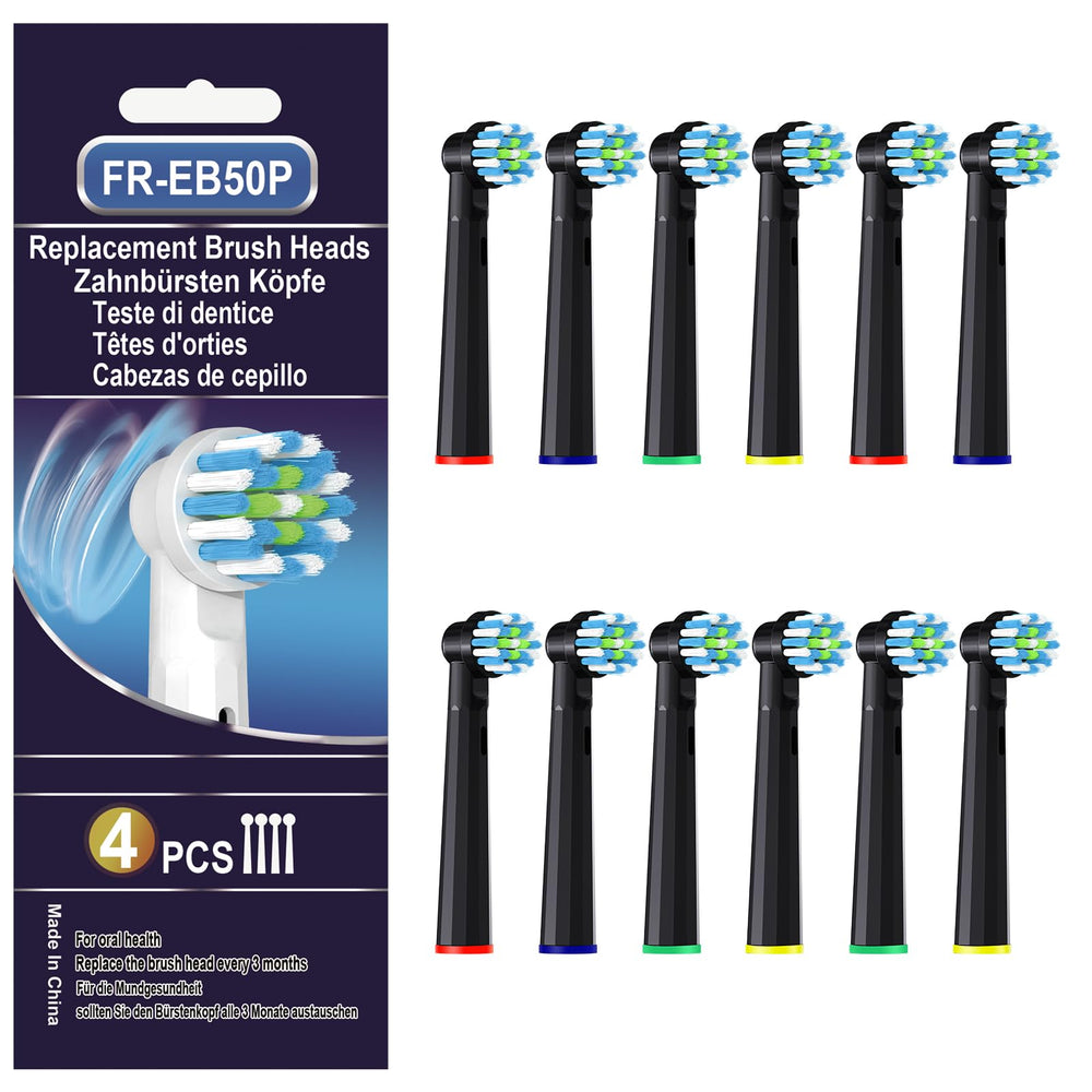 Replacement toothbrush head compatible with Oral-B Pro 1000, Genius X and Smart 1500 – black