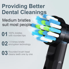 Close-up of rotating power head and mixed bristle lengths