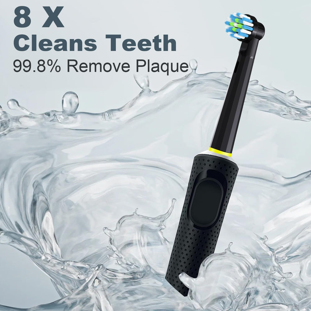 Rounded design toothbrush head for gentle cleaning of teeth and gums