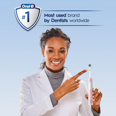 Gum protection and pressure sensor feature highlighted on the Oral-B Pro 1000 Pink