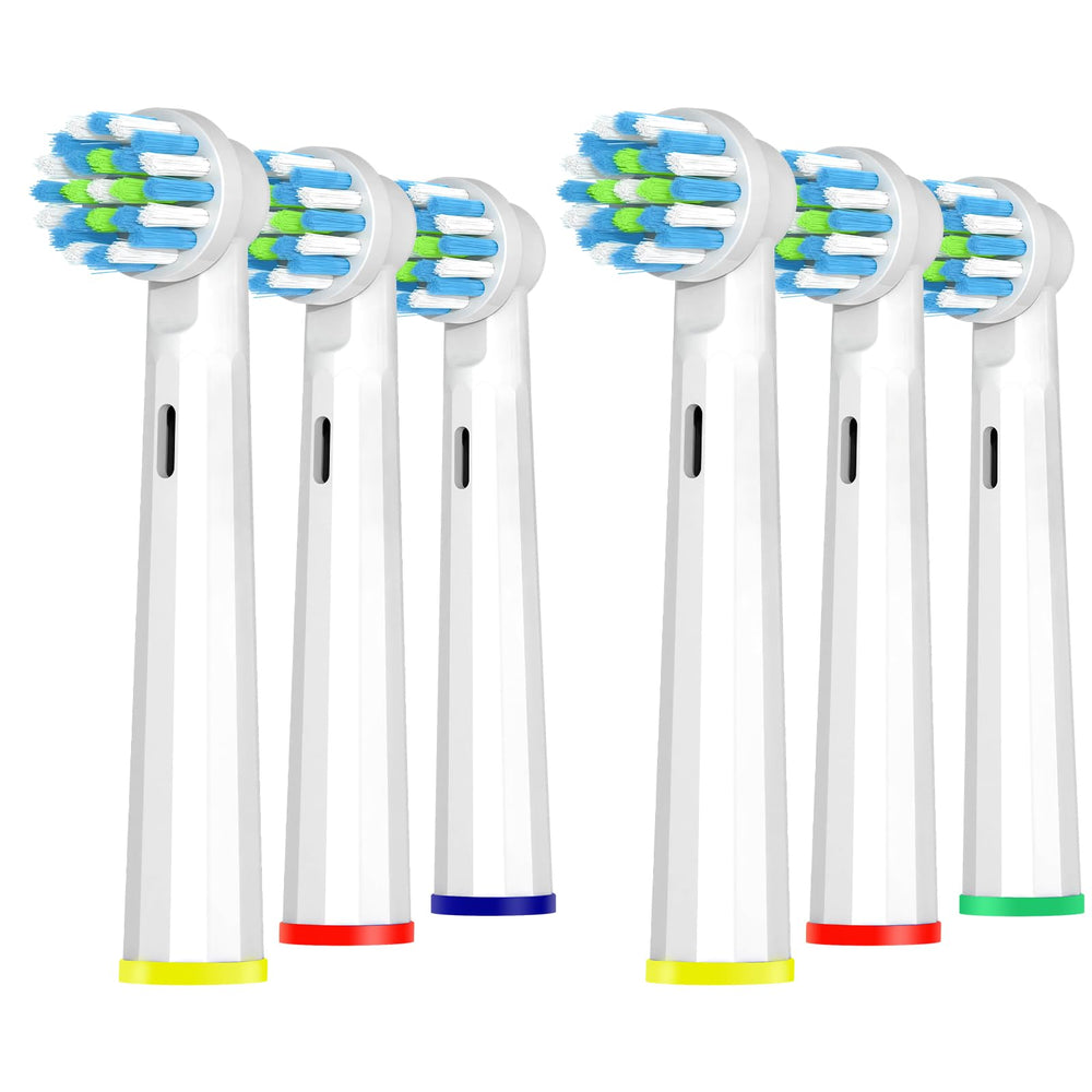Front view of Oral-B Pro 1000 replacement toothbrush heads, white, 6-count