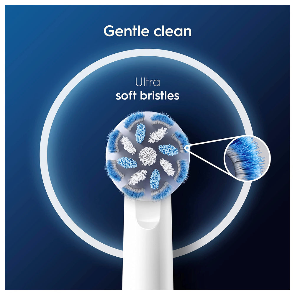 Bristle indicator on Oral-B brush head showing green to yellow