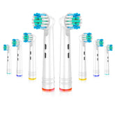 Eight replacement Oral-B toothbrush heads displayed in packaging.