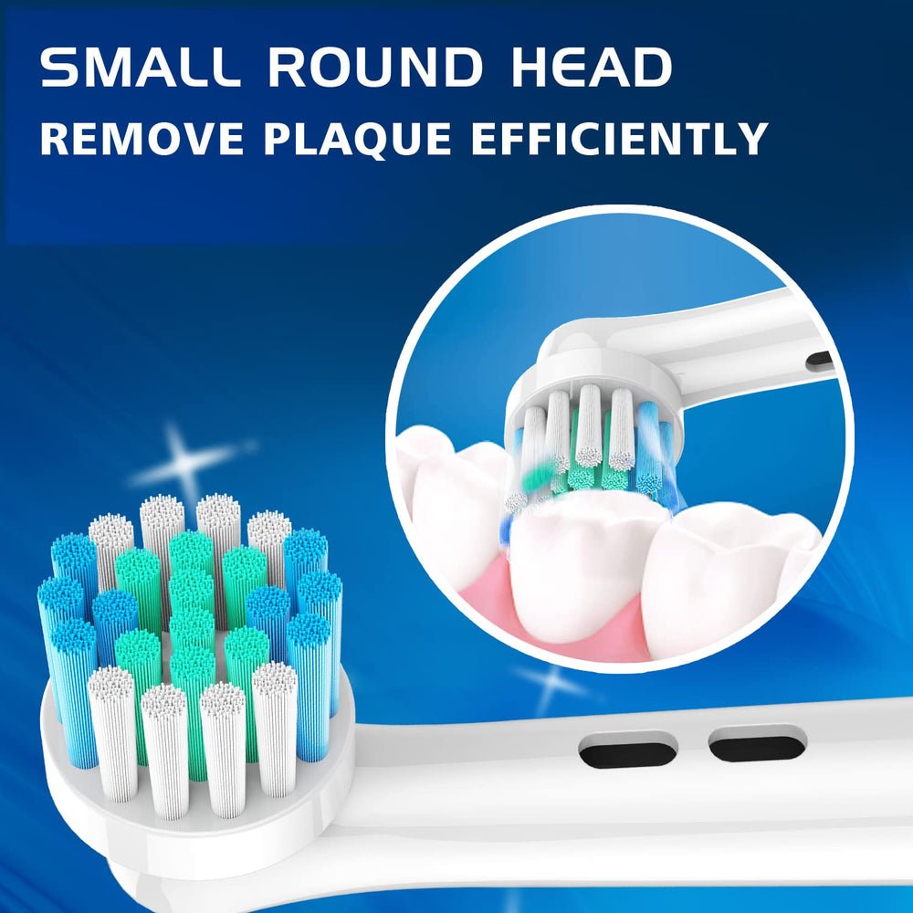 Close-up of a small round head compatible with Oral-B handles.