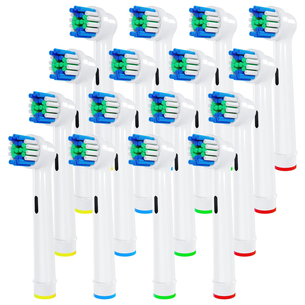 Family-pack replacement Oral-B toothbrush heads with color-ring identifiers