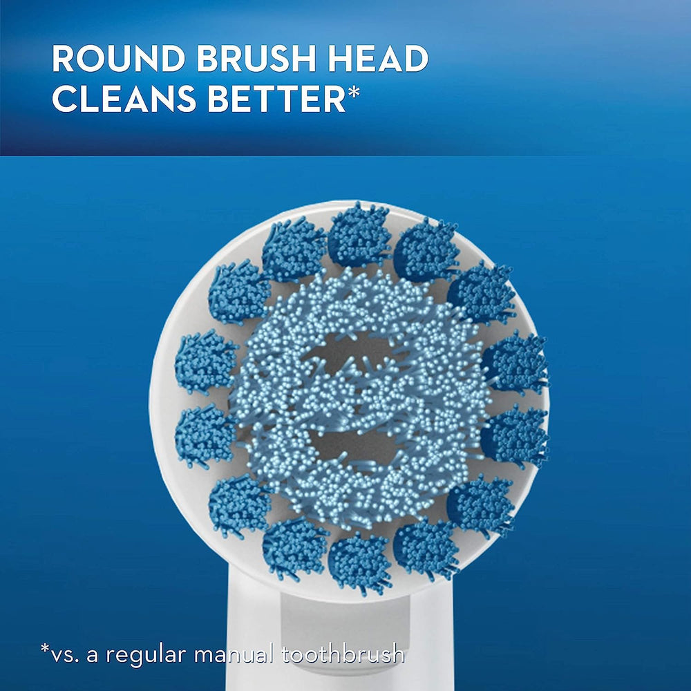 Round brush head designed for tooth-by-tooth cleaning