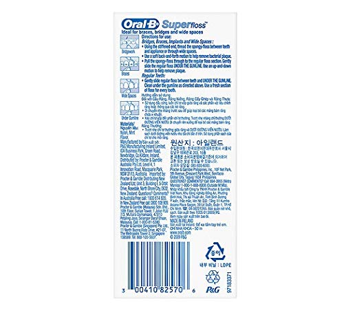 Oral-B Super Floss Mint 3-pack display for braces and bridges