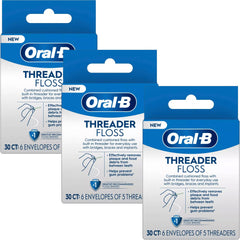Front view of Oral-B Threader Floss Pack of 3 – 30 count