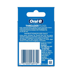 Soft, cushioned floss with built-in threader