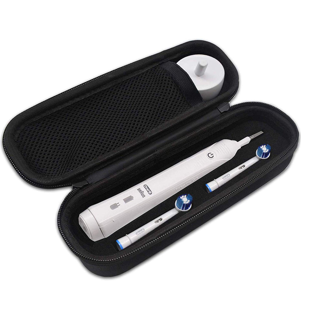 Exterior view of hard travel case for Oral-B Pro toothbrushes