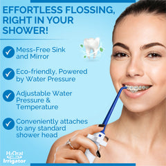Water jets cleaning teeth using the shower-based water floss