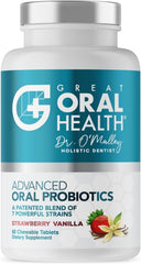 Chewable oral probiotic tablet for adults strawberry vanilla flavor
