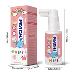 Close-up of label on Peach Oral Spray bottle
