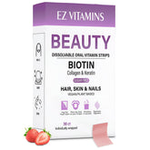 Product packaging front showing Oral Strips for Hair, Skin & Nails