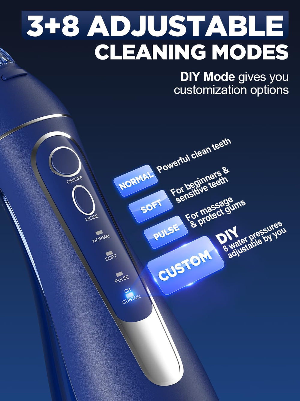 Cordless teeth irrigator with USB cable and battery