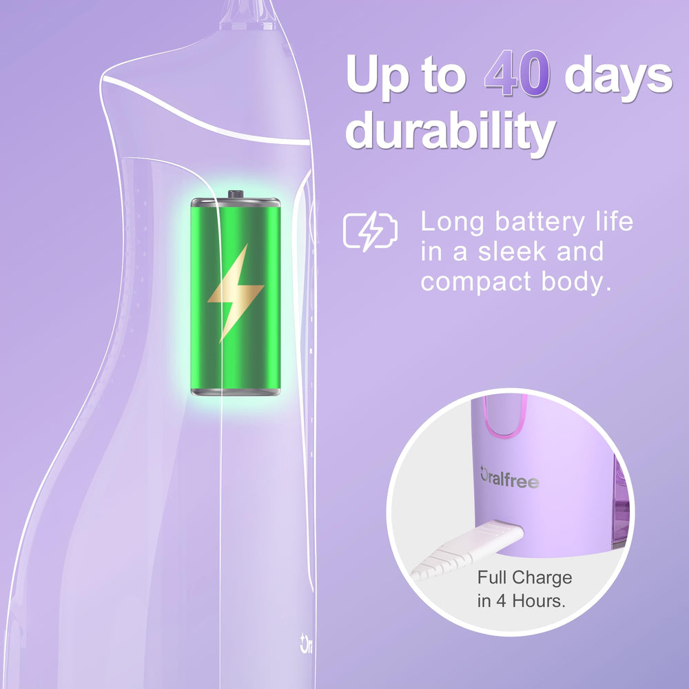 Interchangeable nozzle tips included with Oralfree water flosser