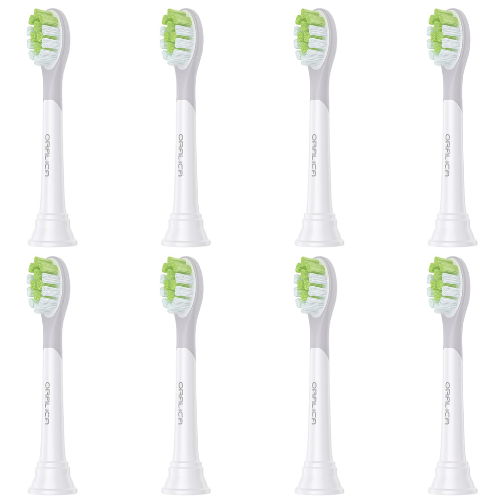 Oralica CA668 whitening replacement toothbrush heads - 8-pack, white