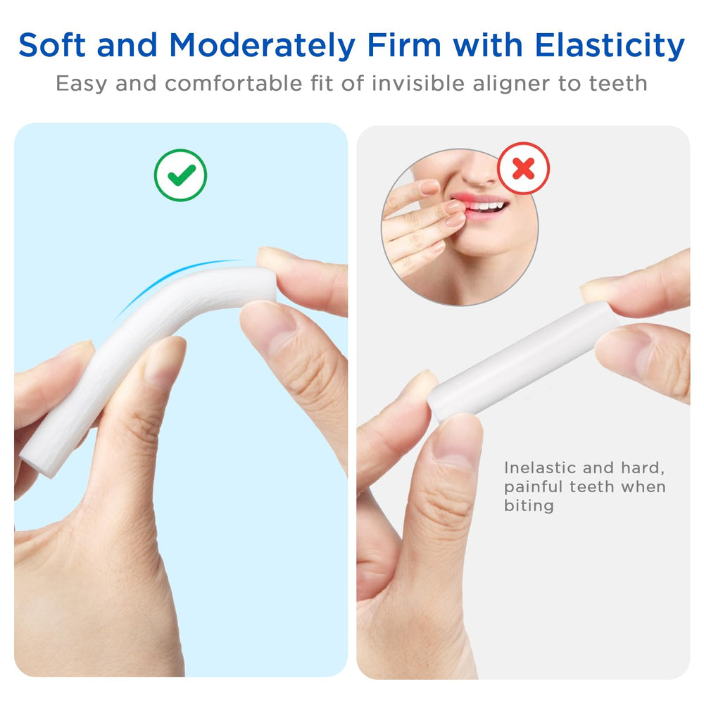 Oralphi Chewies in use with Invisalign braces seating the aligners