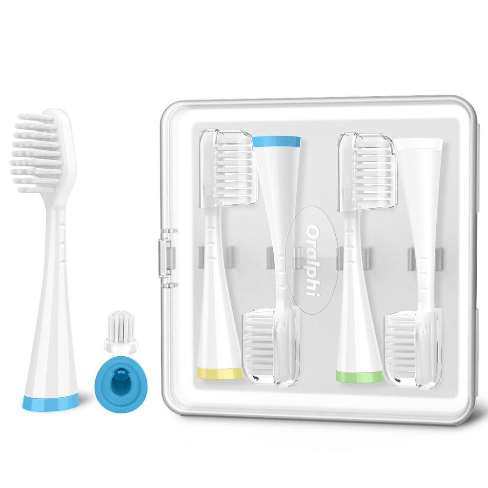 Oralphi sensitive gum care replacement brush heads 4-pack with protective cap